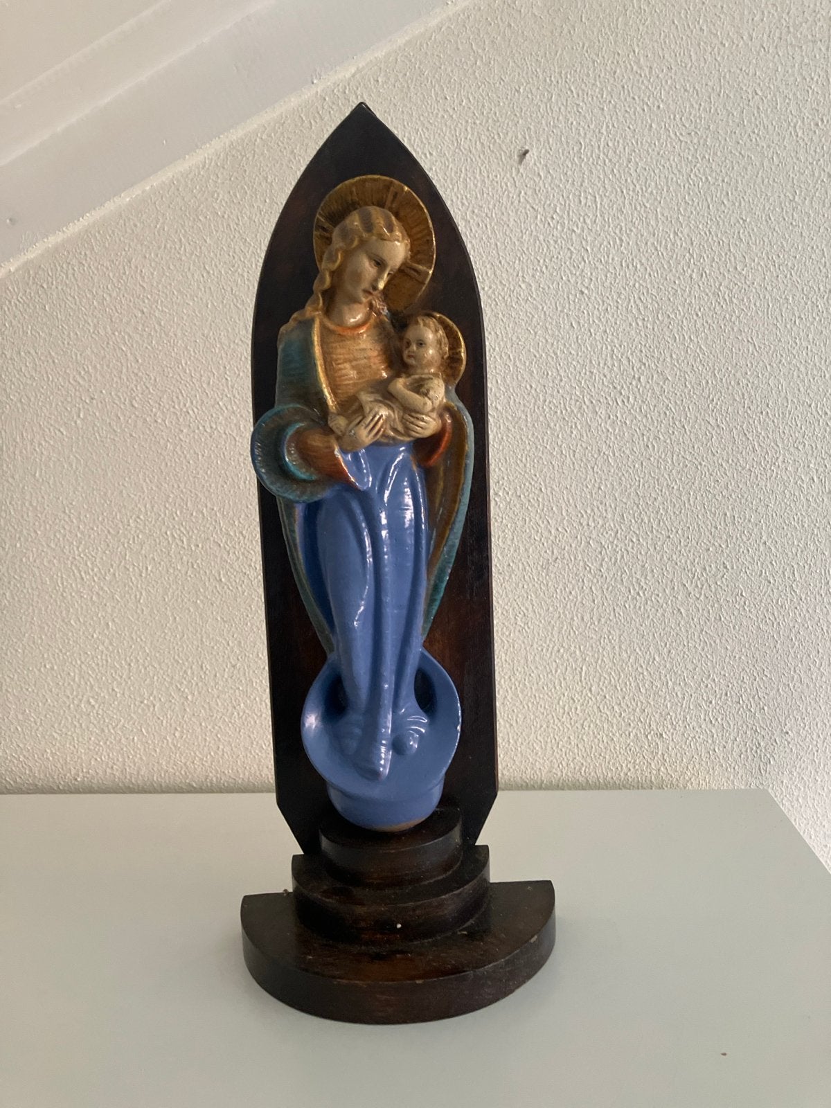 Houten Mariabeeld met kindje Jezus, Antiek en Kunst, Ophalen