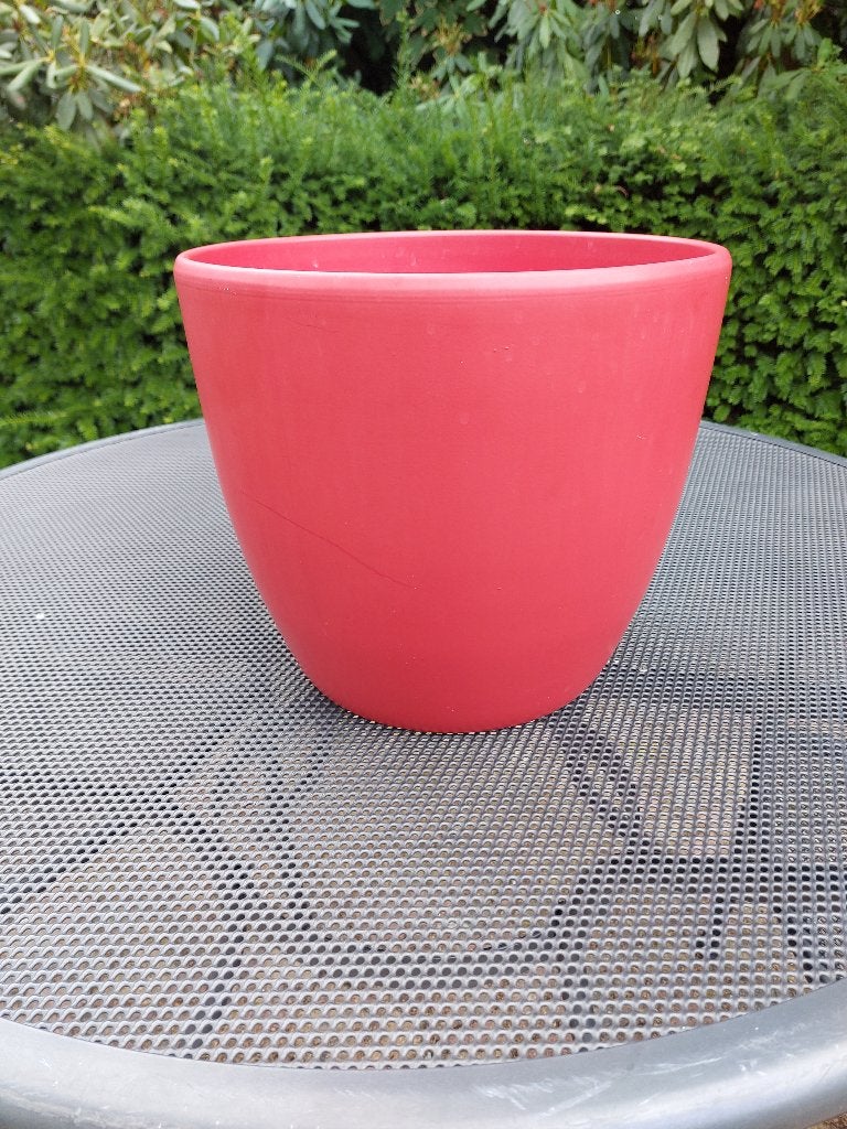 Rode keramische bloempot binnen, Gebruikt, Rond, Binnen, Minder dan 40 cm