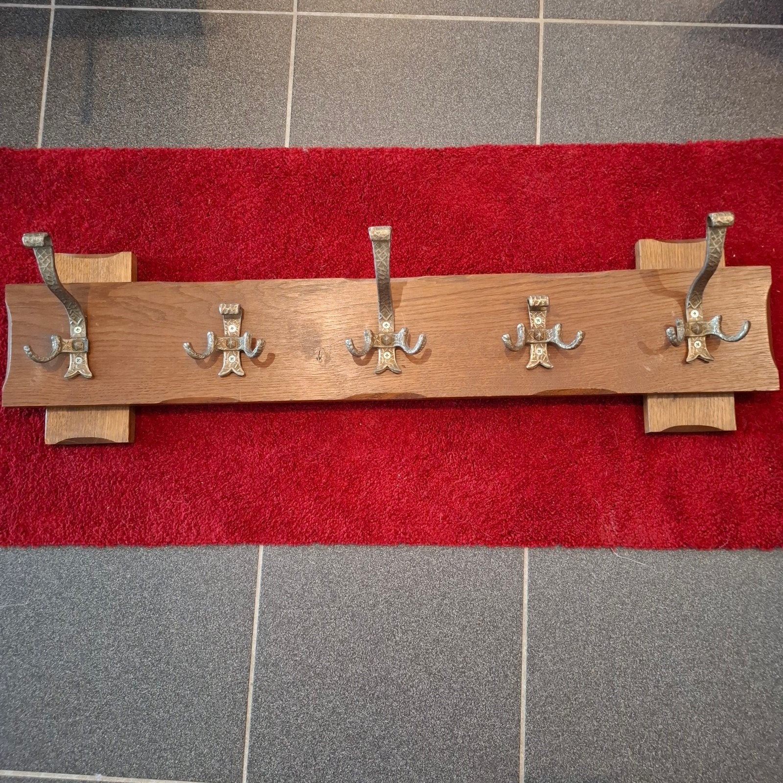 vintage wand kapstok eikenhout, Wandkapstok, Gebruikt, Ophalen of Verzenden, Minder dan 100 cm