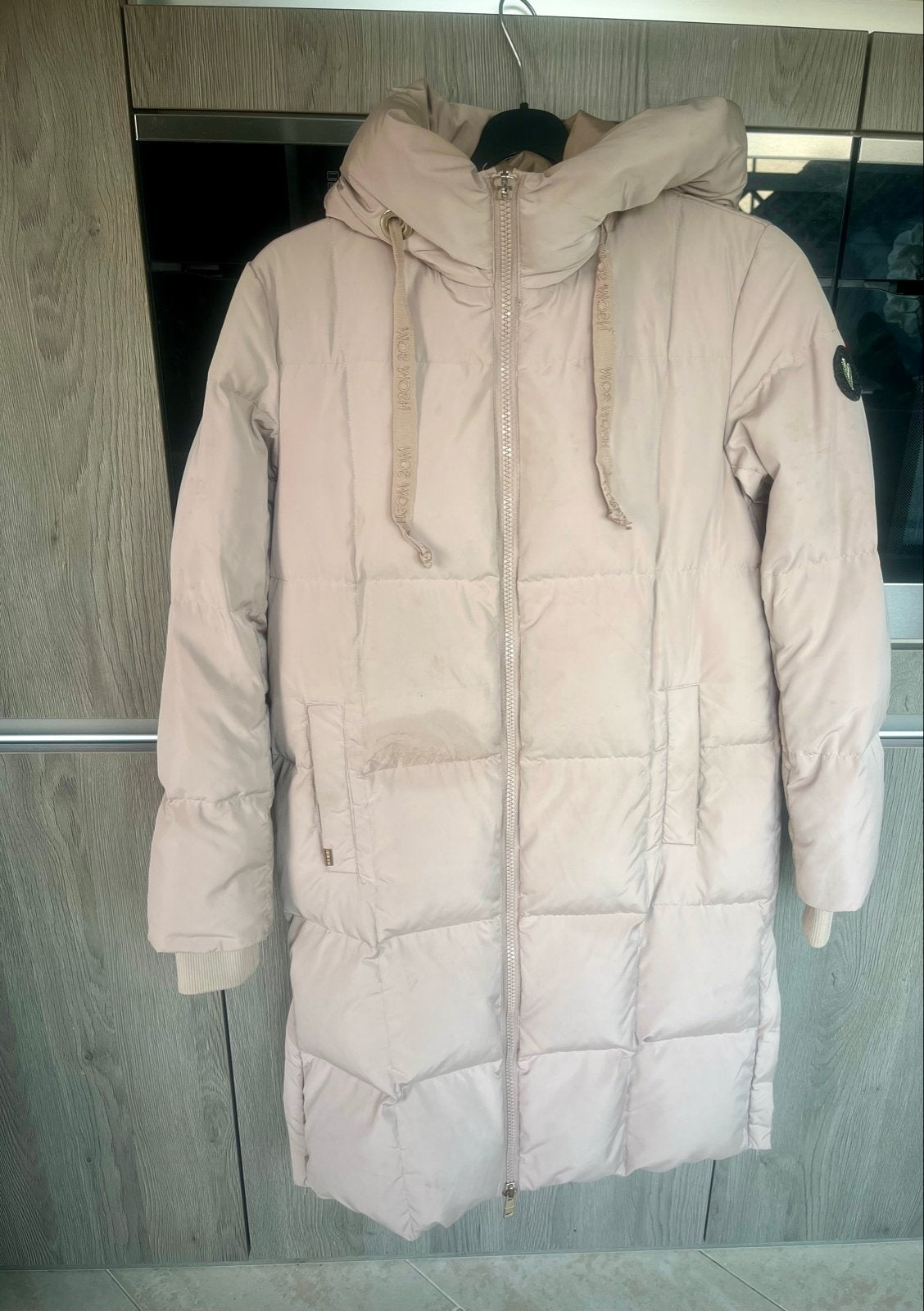 Mos Mosh Lange Gewatteerde Jas - Beige, Ophalen of Verzenden, Zo goed als nieuw, Maat 38/40 (M), Beige