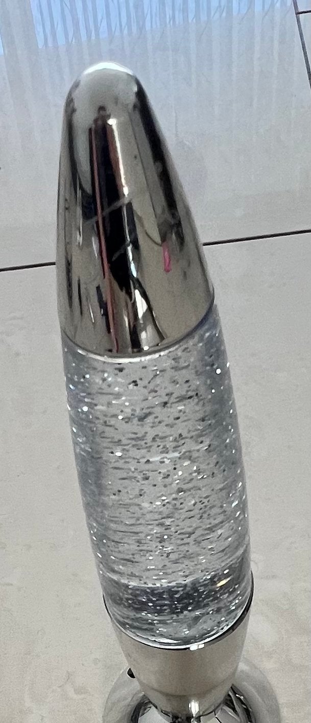 Glitterlamp Zilver - Decoratieve Sfeerverlichting, Ophalen of Verzenden, Gebruikt, Metaal, Zilver