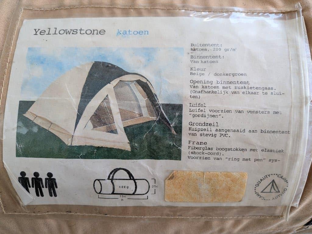 Yellowstone tent 2-3 personen katoen, Caravans en Kamperen, Ophalen, Zo goed als nieuw, Tot en met 3