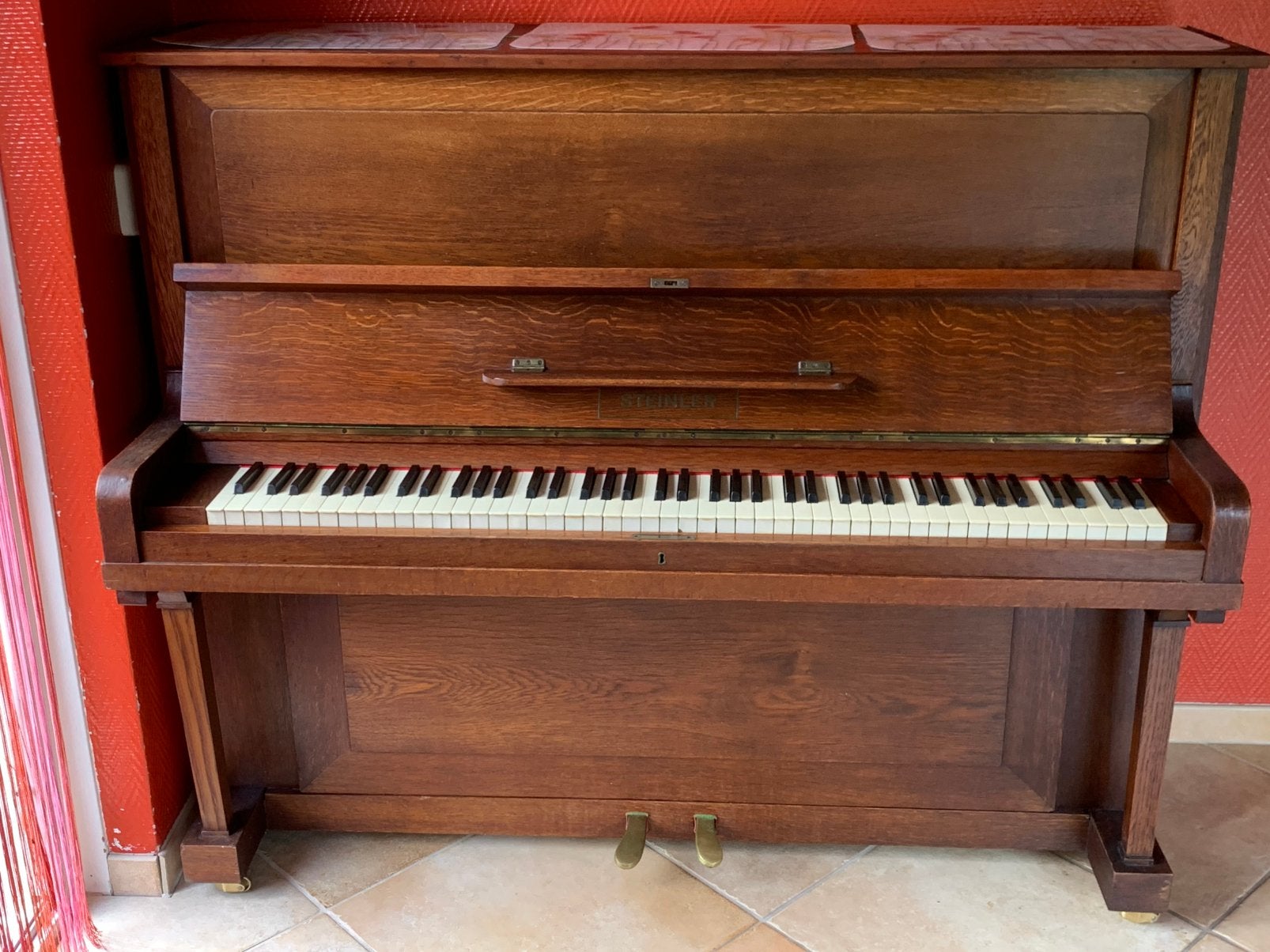 Studie piano, Steinler, bruin eiken, Ophalen, Gebruikt, Bruin, Piano