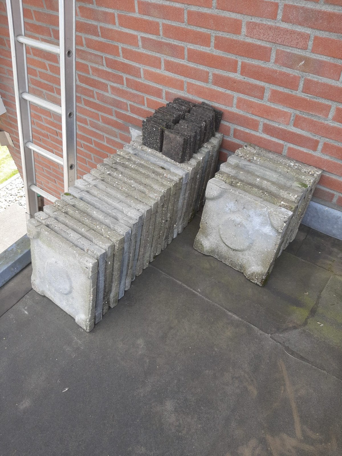 Drainage tegels voor op een plat dak + rubberen dragers, Tuin en Terras, Tegels en Klinkers, Ophalen, Zo goed als nieuw, Beton