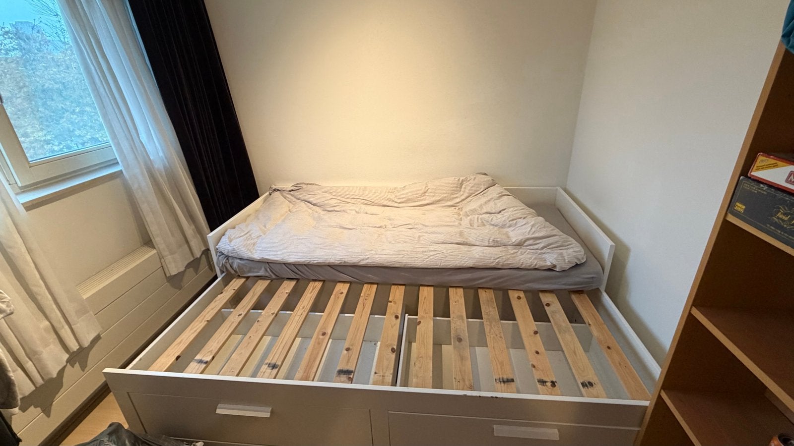 IKEA Hemnes bedbank met 2 lades, Ophalen, Wit, Tweepersoons, 80 cm