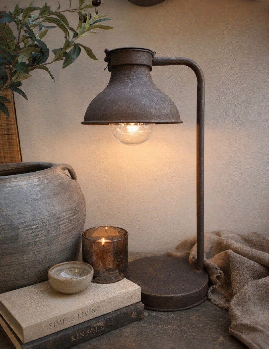 mooie roestkleurige lamp, Ophalen of Verzenden, Werkt op batterijen, Landelijk