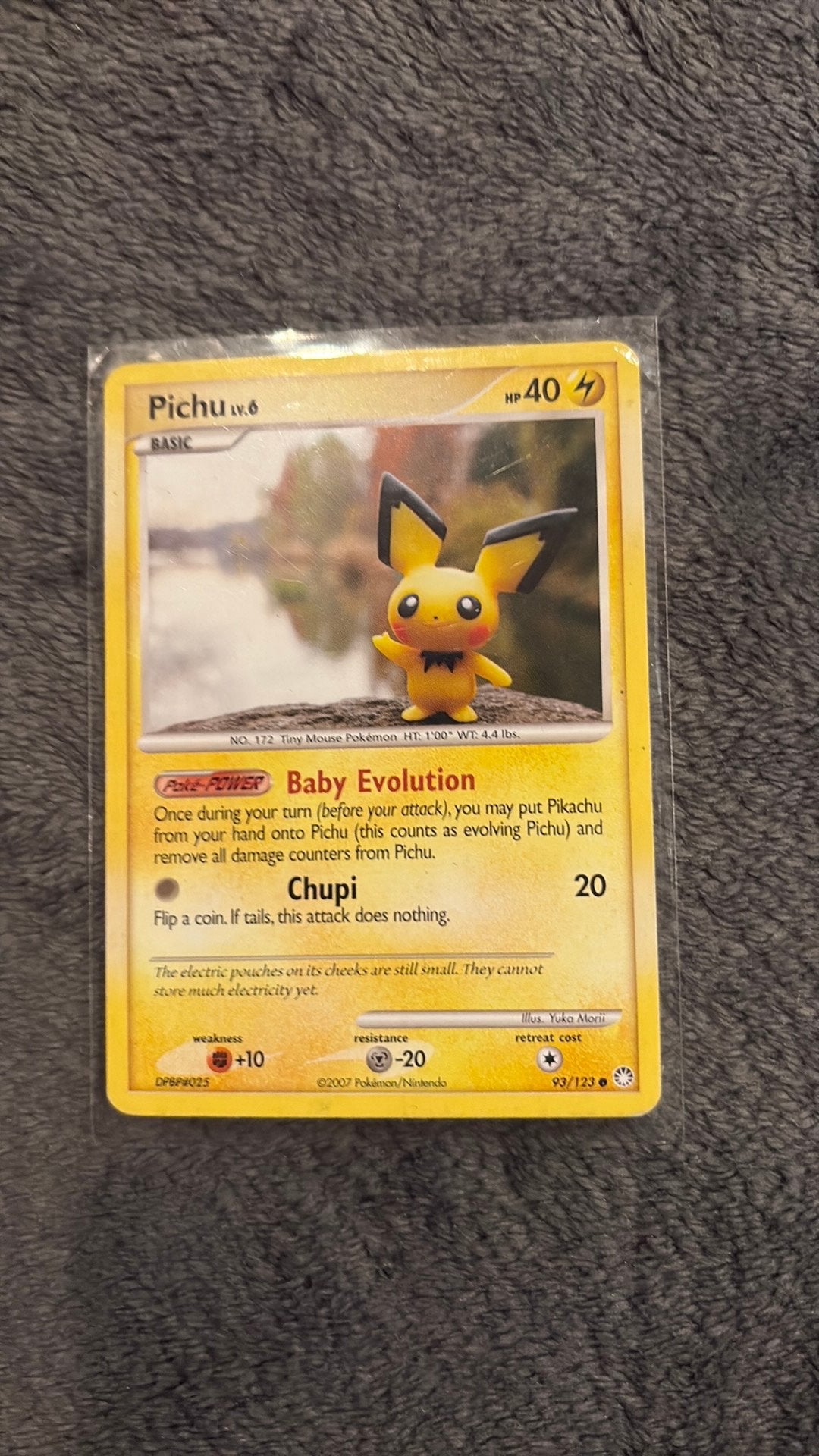 Pichu LV.6 Pokémon kaart, Ophalen of Verzenden, Gebruikt, Losse kaart