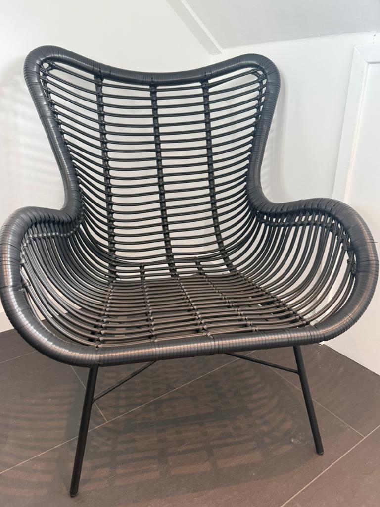 Luxe Intratuin stoel - Zwart vlechtwerk, Ophalen, Kunststof, Gebruikt, Zwart