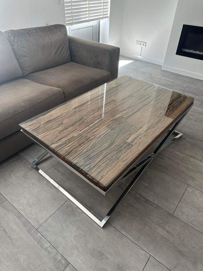 Set van 3 tafels: Eet, Salon en Sidetable met glasplaat, Ophalen, 200 cm of meer, 50 tot 100 cm, 75 cm of meer