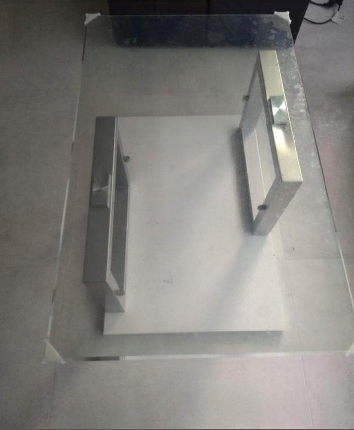 Glazen tafel 110x70 met beschermfolie, Gebruikt, 100 tot 150 cm, Glas, Rechthoekig