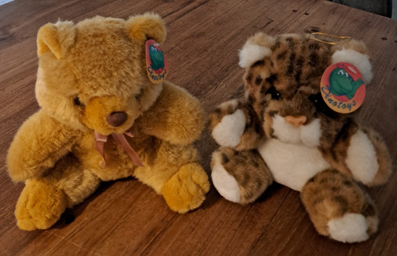 Set van 2 Vintage Dinotoys Knuffels - Beer & Luipaard, Ophalen of Verzenden, Zo goed als nieuw