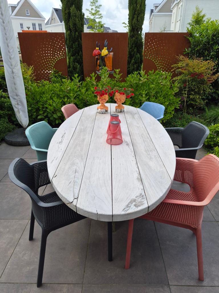 Tuintafel, Tuin en Terras, Tuinsets en Loungesets, Ophalen, Gebruikt, Hardhout, 6 zitplaatsen