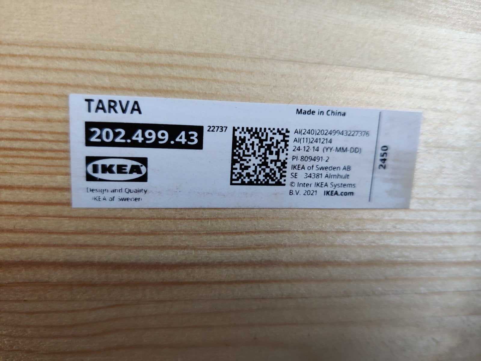 IKEA Tarva Massief Grenenhout Bed 140x200 met lattenbodem, Ophalen, Bruin, Tweepersoons, 140 cm