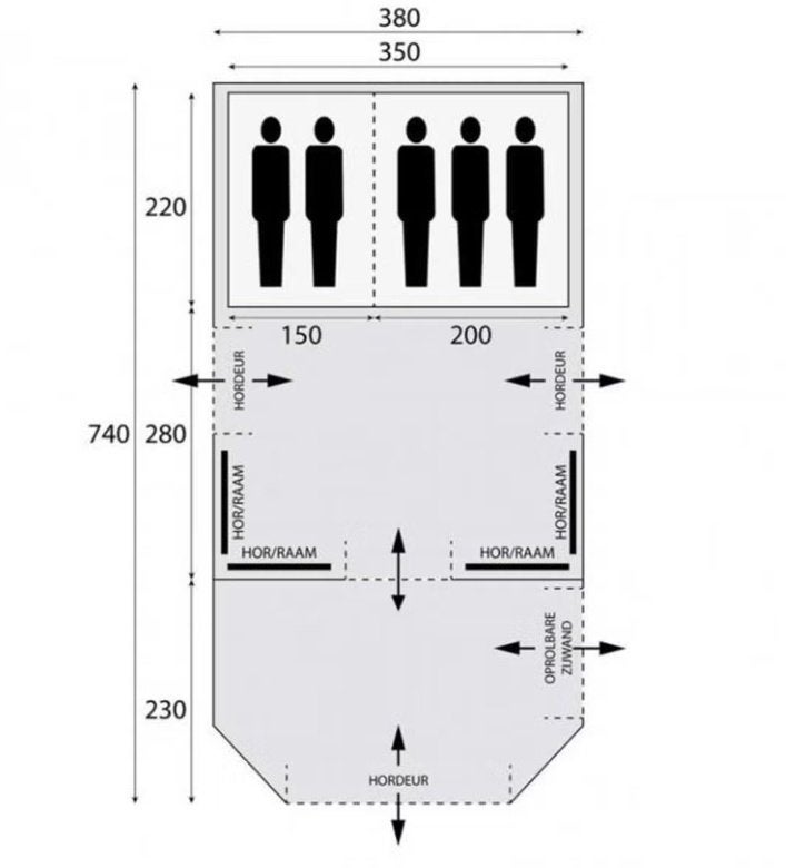 Bardani Airwolf 4000 TC tunneltent opblaasbare tent, Caravans en Kamperen, Tenten, Ophalen, Gebruikt, Tot en met 5