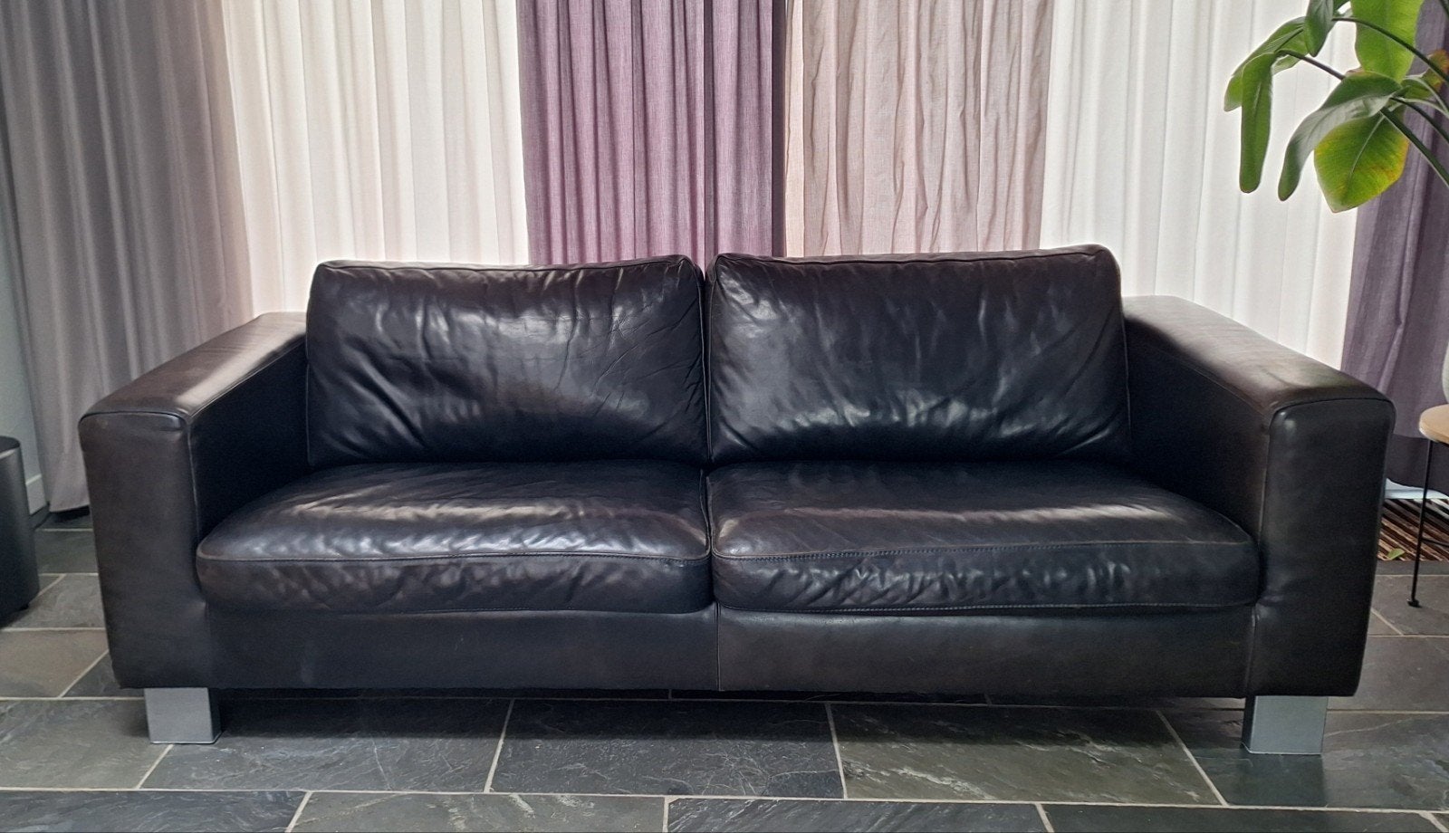 2x leren driepersoonsbank Topform en Machalke & Machalke, Huis en Inrichting, Banken | Sofa's en Chaises Longues, Ophalen, Gebruikt