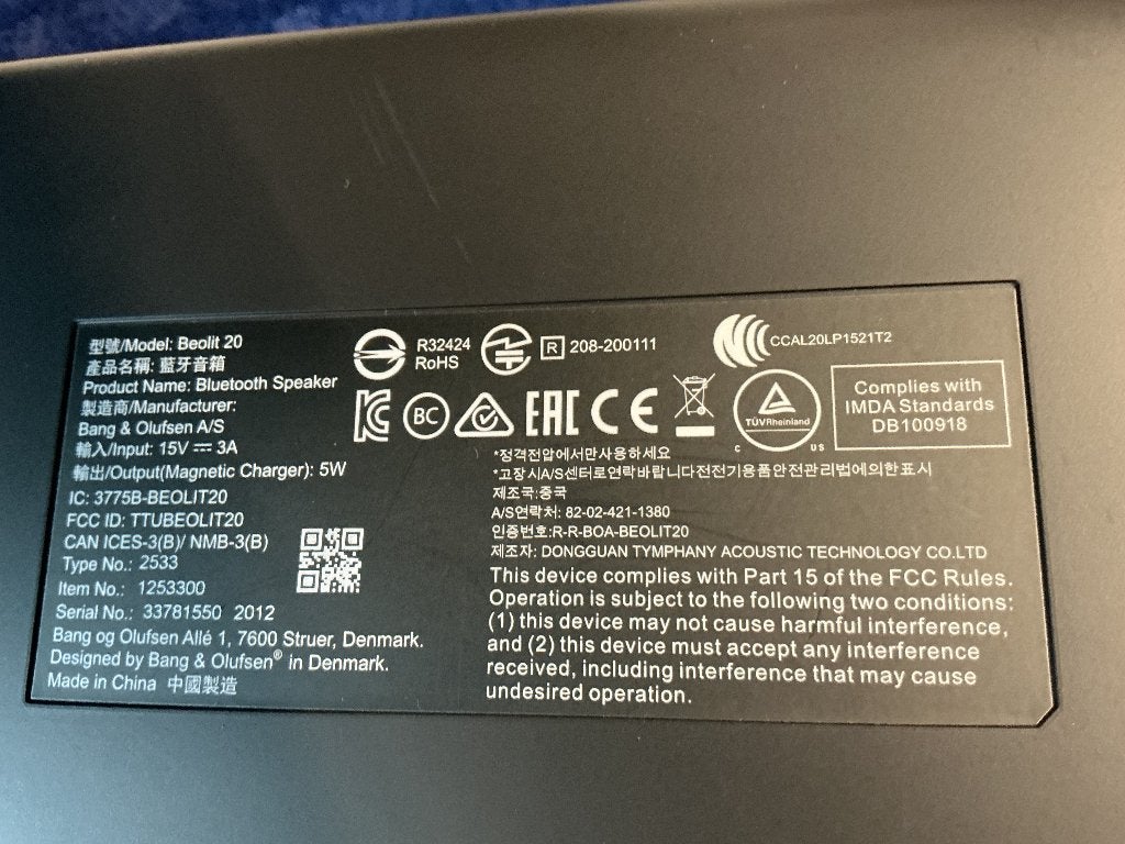 Bang & Olufsen Beolit 20, Ophalen, Zo goed als nieuw, Bang & Olufsen, Draagbaar