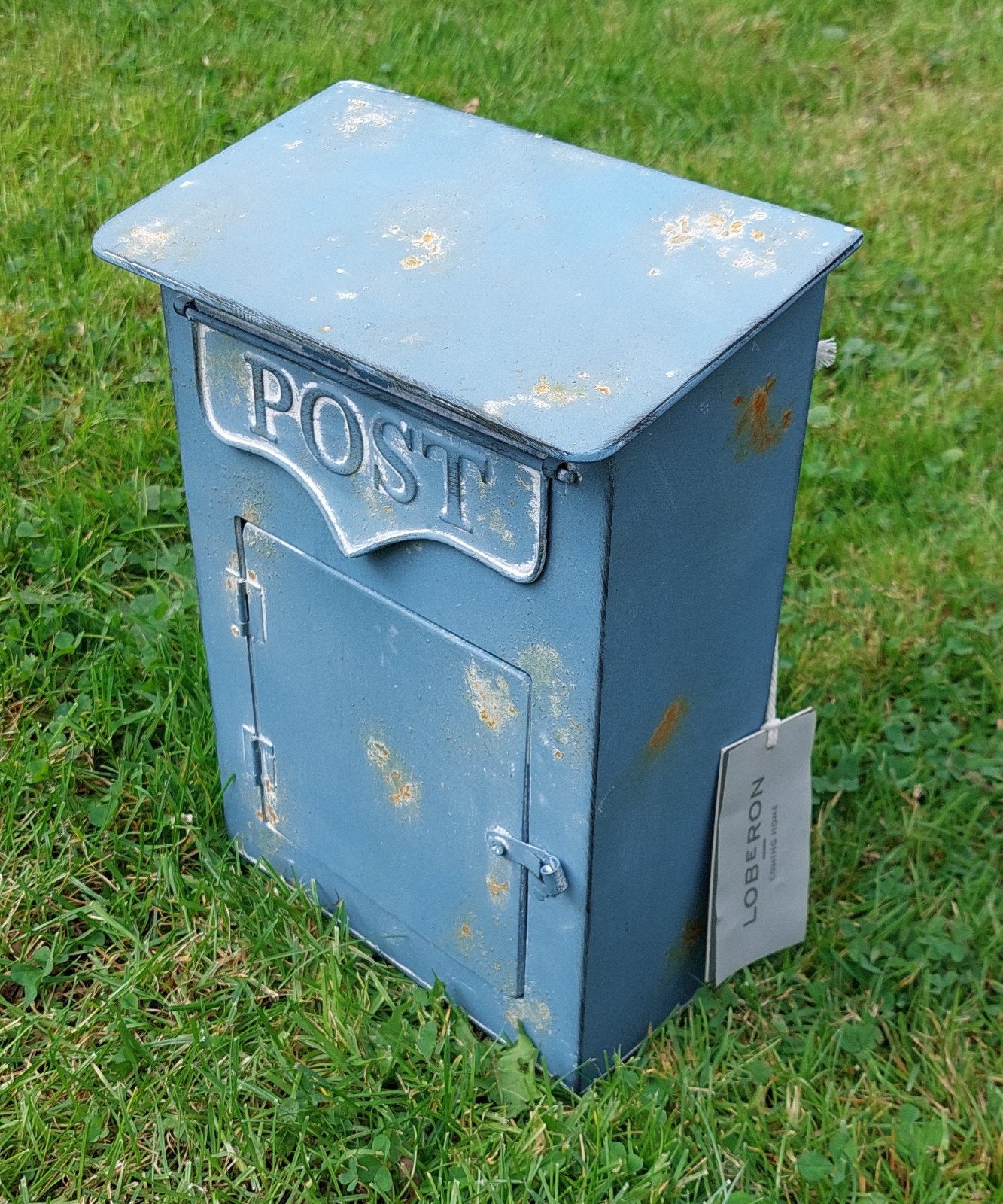 nieuw brocante brievenbus postvak Loberon vintage blauw wand, Ophalen of Verzenden, Zo goed als nieuw, IJzer, Wandbrievenbus