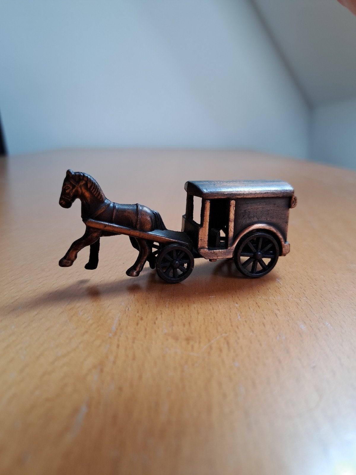 Koperen paard en wagen miniatuur, Ophalen of Verzenden, Koper