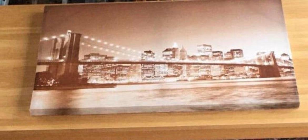 New York groot poster canvas 115x75cm NYC skyline brug 3D, Ophalen, Oorspronkelijke maker, 125 cm of meer, Zo goed als nieuw