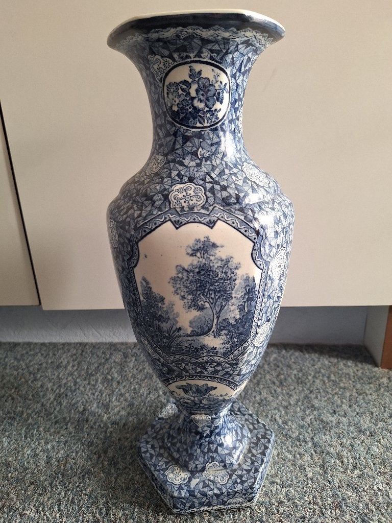 Delfts Blauw Vaas, Molentje & Suikerpotje - Gebruikt, Ophalen