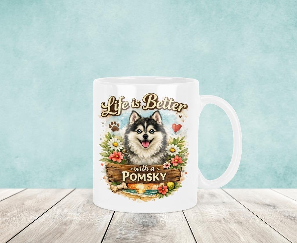 Life is Better with a Pomsky Mok, Verzenden, Keramiek, Nieuw, Overige stijlen