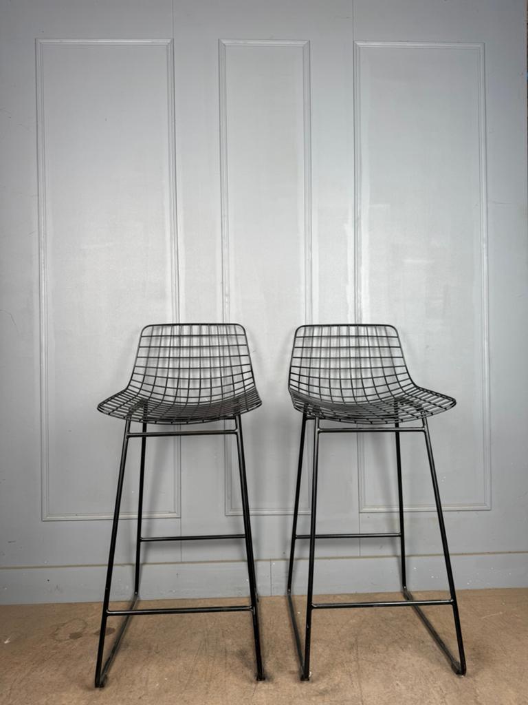 2 HKLiving Wire 65 cm design barkrukken, Huis en Inrichting, Barkrukken, HKLiving, Met voetsteun, 60 tot 90 cm, Ophalen of Verzenden