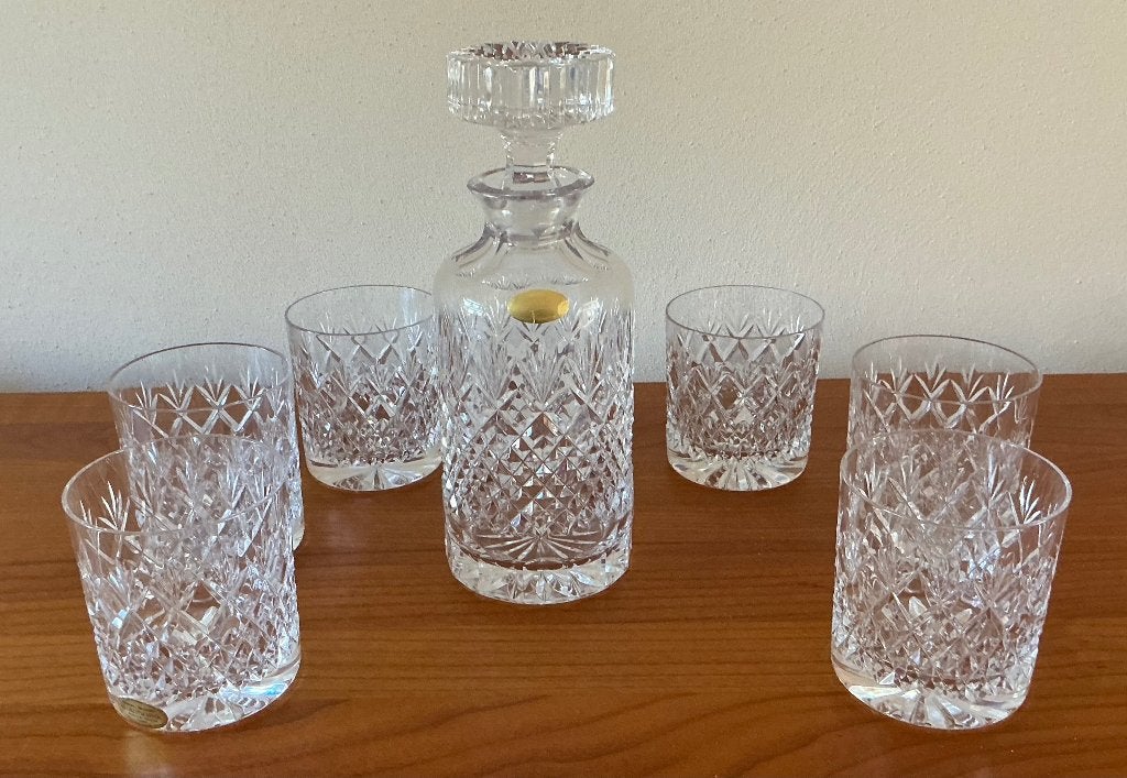 Whiskey karaf met 6 glazen, Klokotschnik kristal, Ophalen of Verzenden