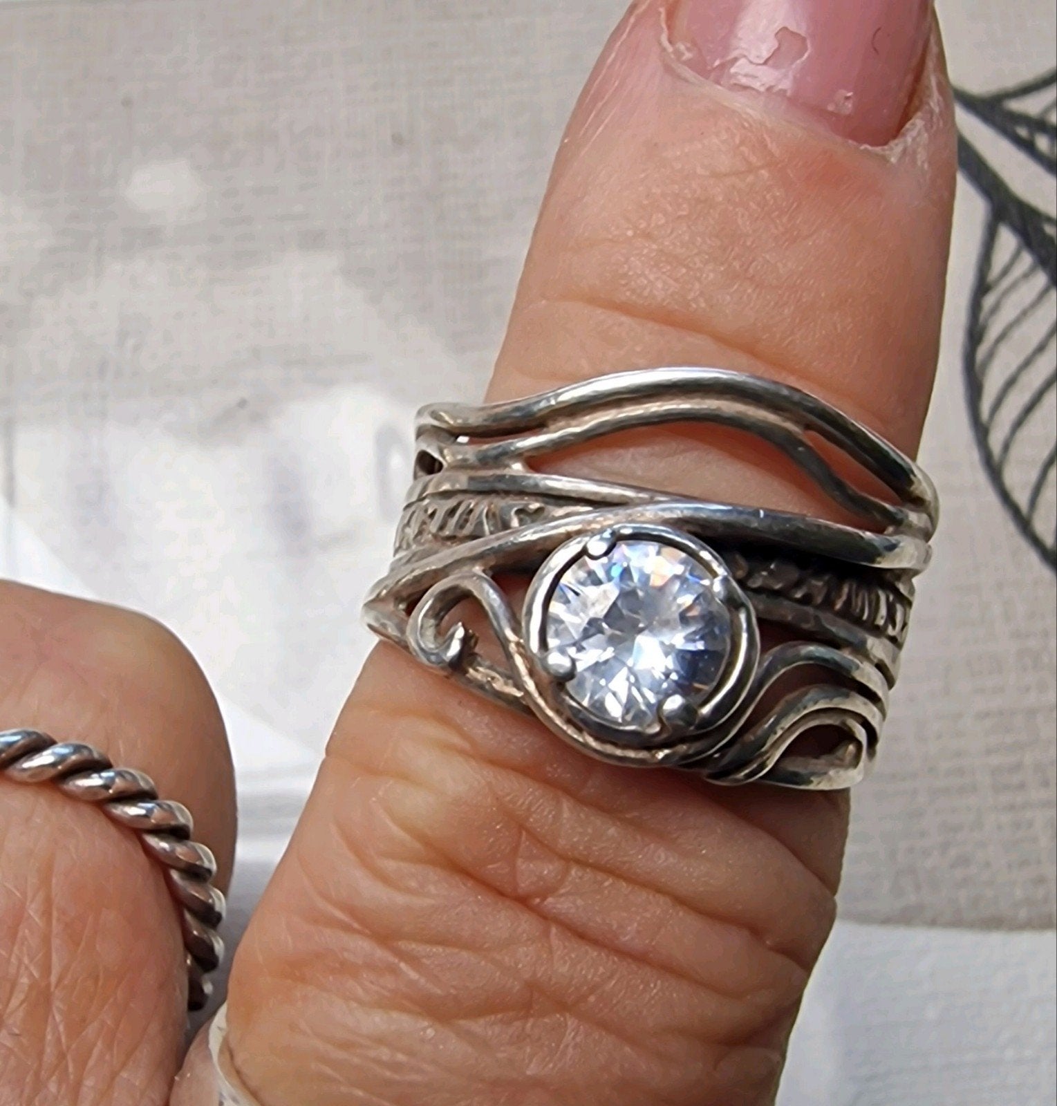 Killarney Celtic Zilveren Ring uit Ierland 925 met Steen, Gebruikt, Ophalen of Verzenden, 17 tot 18, Met edelsteen