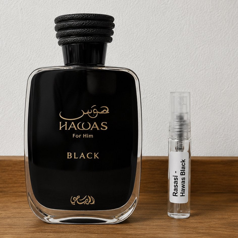 Rasasi - Hawas Black samples 1-5ml, Ophalen of Verzenden, Zo goed als nieuw