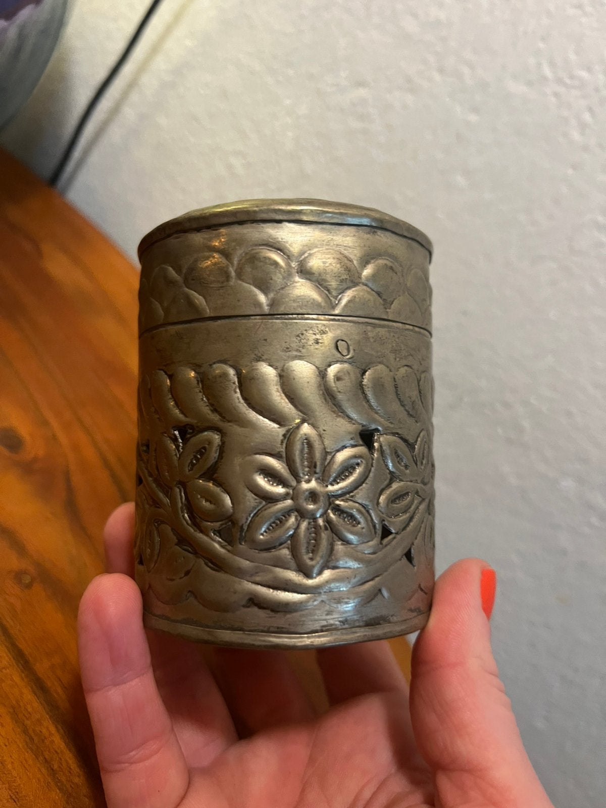 Vintage antiek verzilverde potpourri wierrookhouder doosje, Ophalen of Verzenden