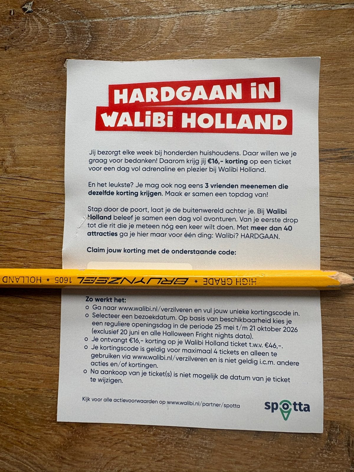 Kortingscode 64 euro Walibi Holland, Drie personen of meer, Kortingskaart
