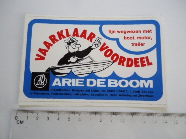 sticker oud Arie de BOOM outboard motor loosdrecht wetering, Verzenden, Zo goed als nieuw, Bedrijf of Vereniging