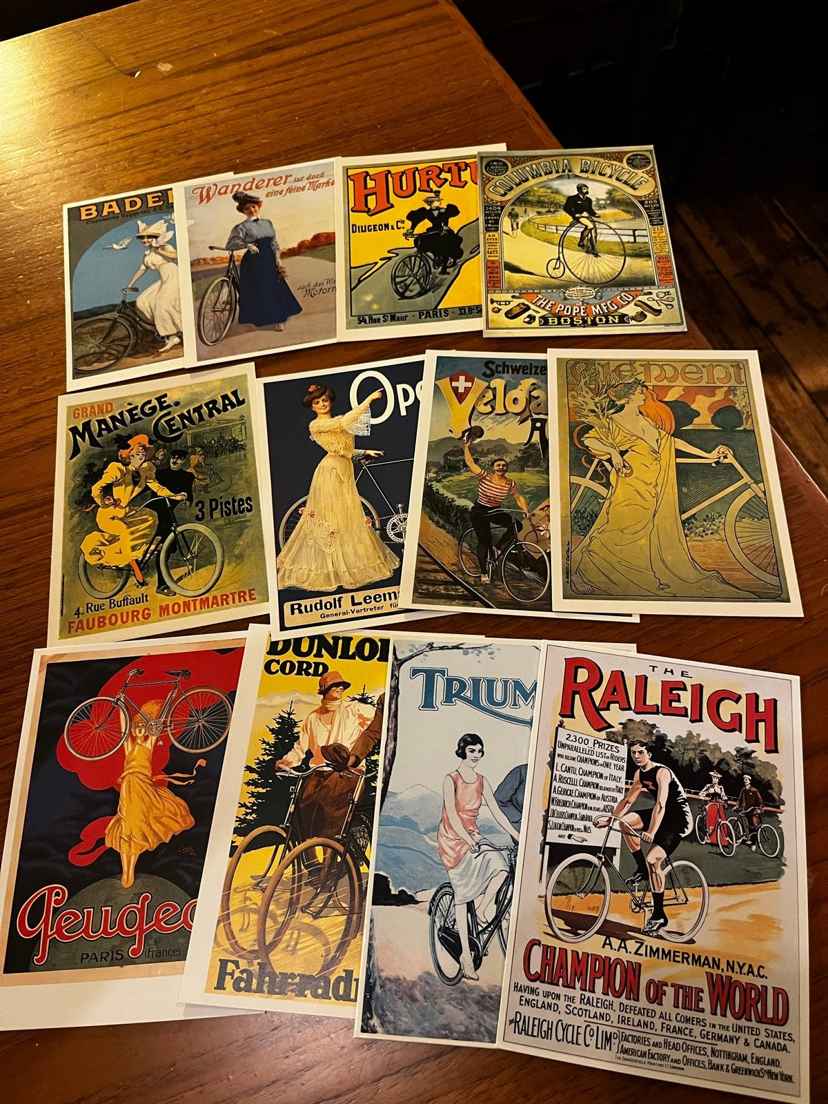 Set van 12 Vintage Fietsreclame Postkaarten, Ophalen of Verzenden, Nieuw