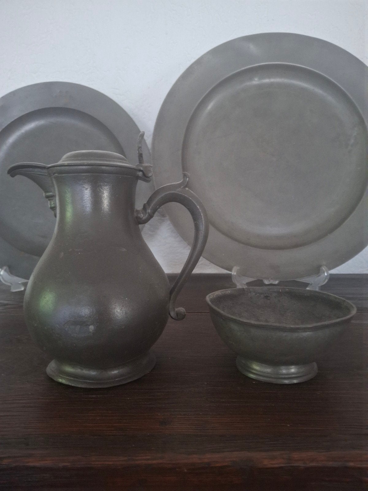 Antiek Tinnen Servies - Kan, Kom en Borden, Antiek en Kunst, Ophalen of Verzenden