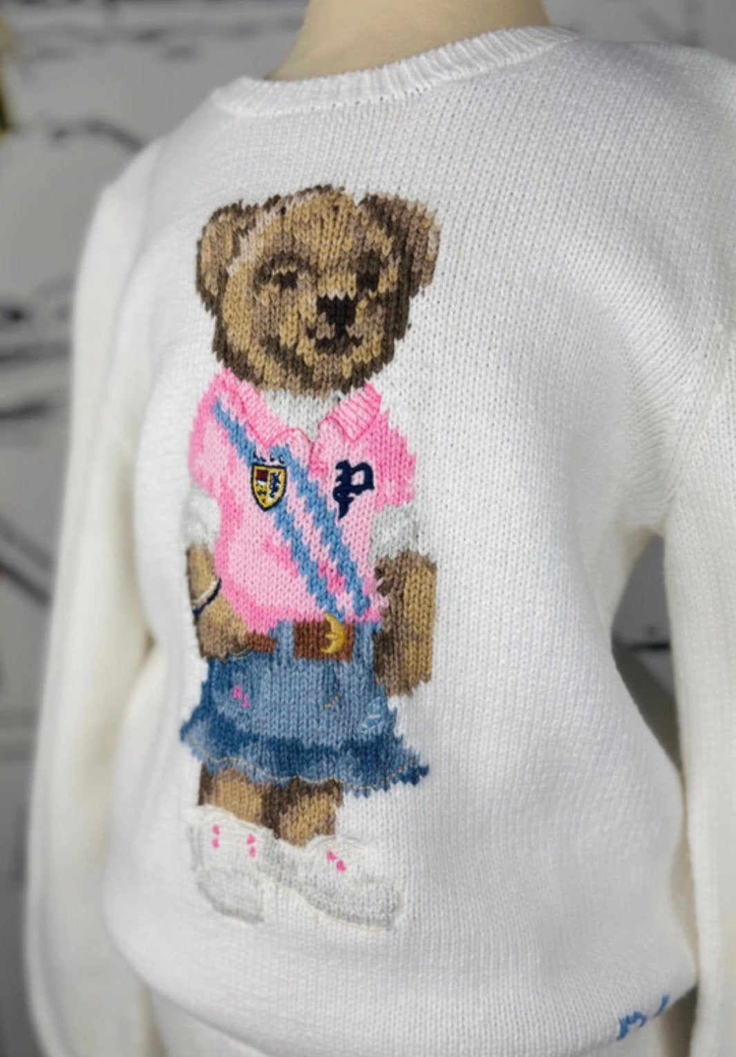 Ralph Lauren meisjes trui met beertje maat 8-10, Kinderen en Baby's, Kinderkleding | Maat 134, Meisje, Trui of Vest, Ophalen of Verzenden