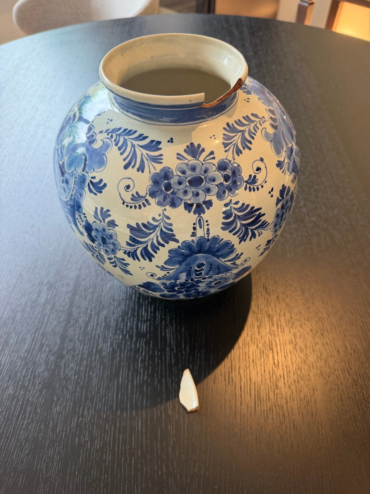 Antieke Delfts Blauwe Vaas - Handgeschilderd 1955, Ophalen of Verzenden