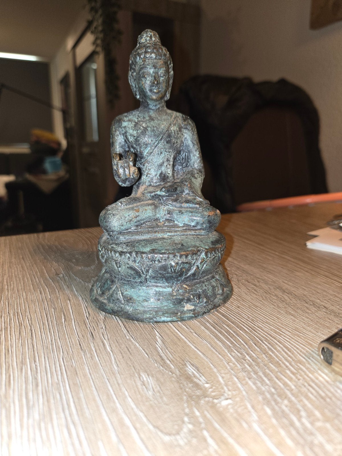 Antiek bronzen Boeddha beeld - Mediterende Boeddha, Minder dan 20 cm, Gepatineerd, Ophalen of Verzenden, Brons