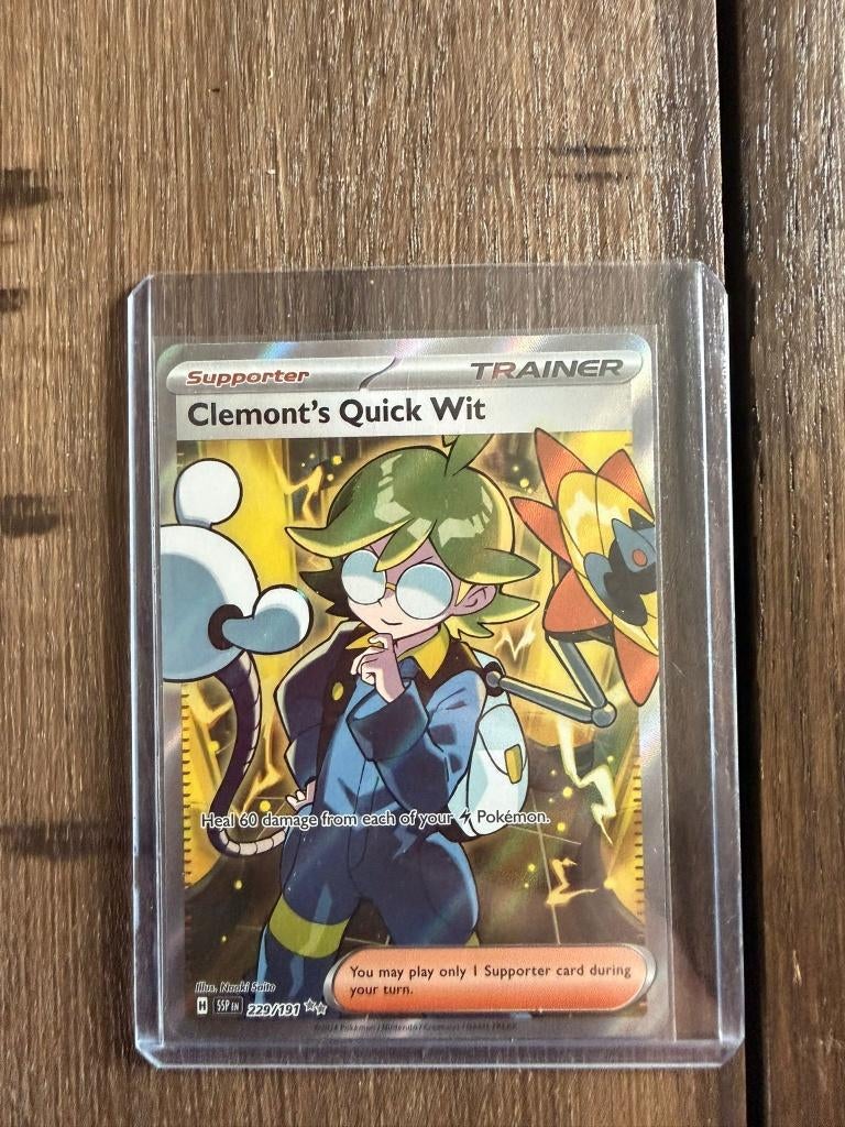 Pokemon Clemont's Quick Wit, Ophalen of Verzenden, Zo goed als nieuw, Losse kaart, Foil