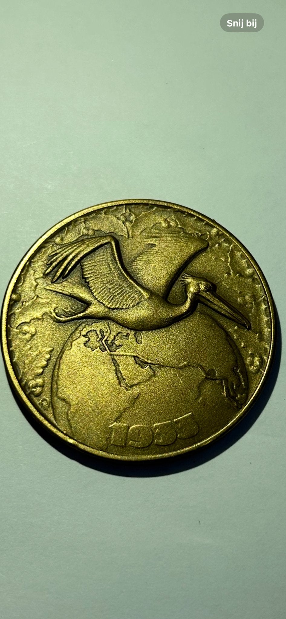 Zeldzame Penning Fokker vlucht De Pelikaan 1933, Postzegels en Munten, Ophalen of Verzenden, Brons, Nederland