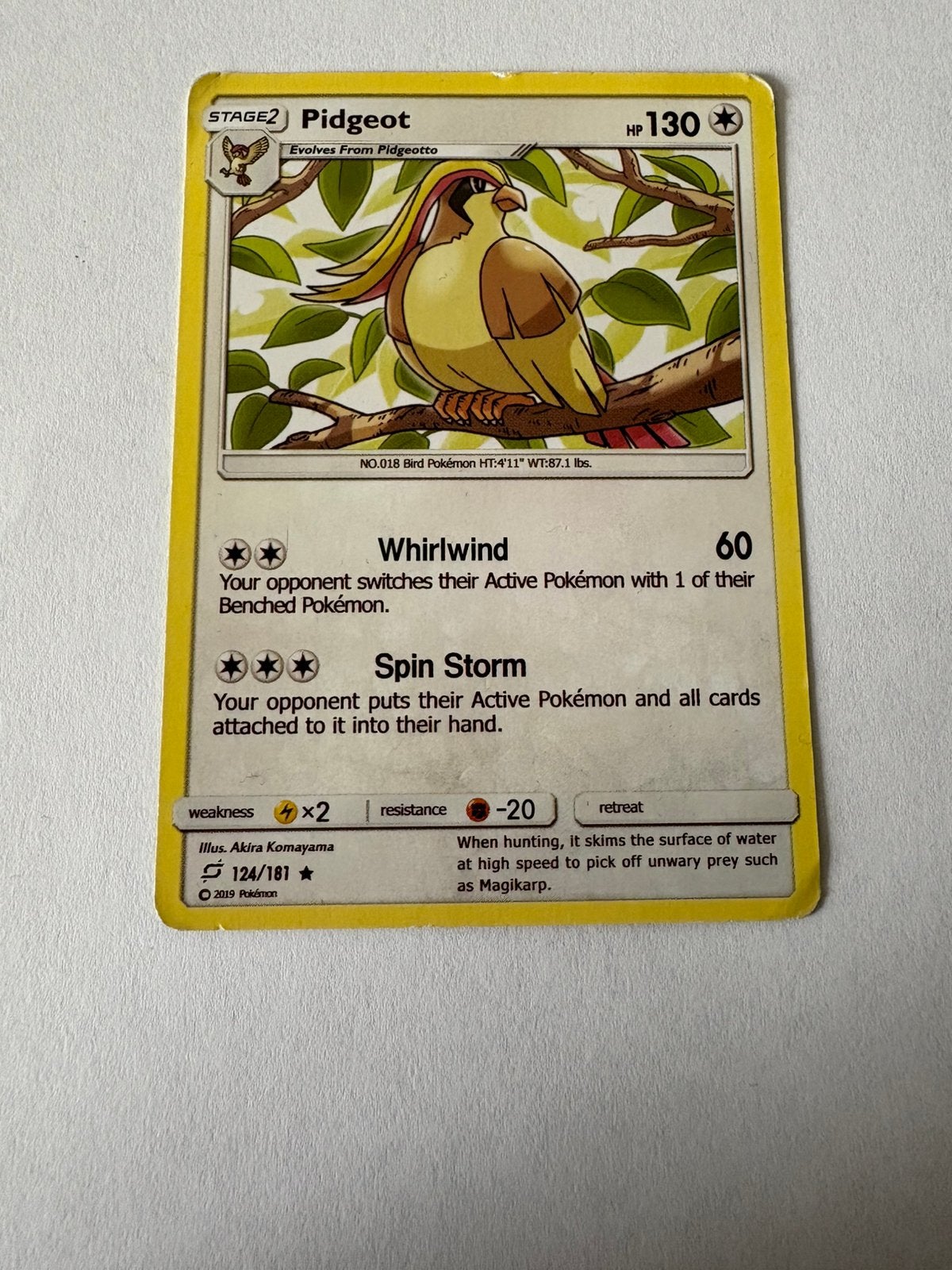 Pokémon kaart STAGE 2 Pidgeot, Ophalen of Verzenden, Gebruikt, Losse kaart