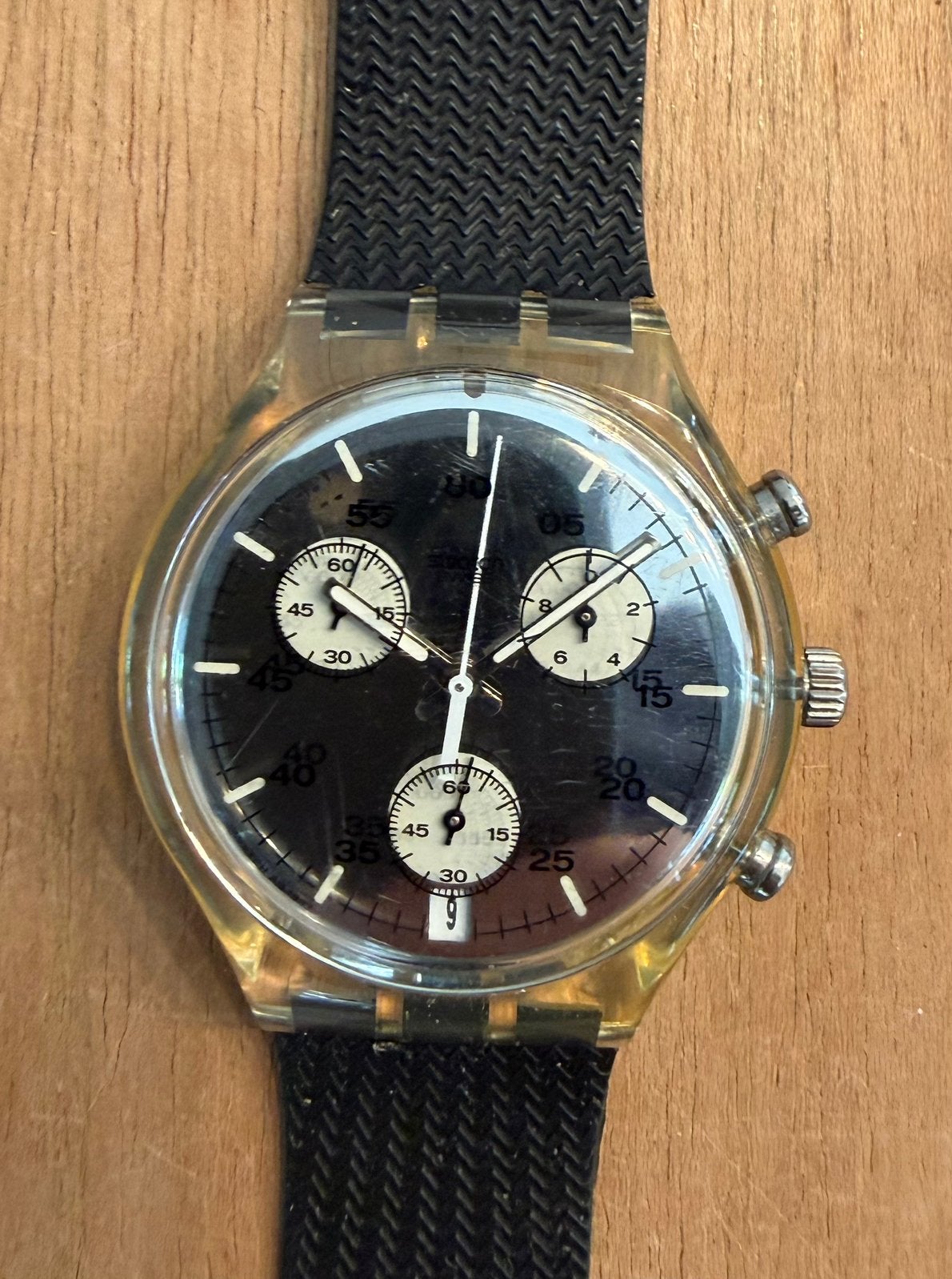 Swatch Chrono Crystalloid SCK415 (1998) Vintage Chronograaf, Kunststof, Gebruikt, Polshorloge, Swatch