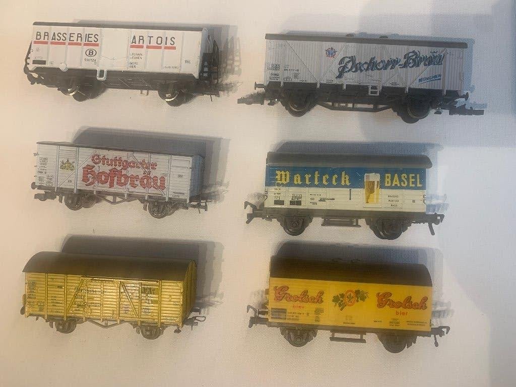 Fleischmann  Roxo  6 stuks  bierwagons, Gebruikt, Gelijkstroom, Fleischmann, Wagon