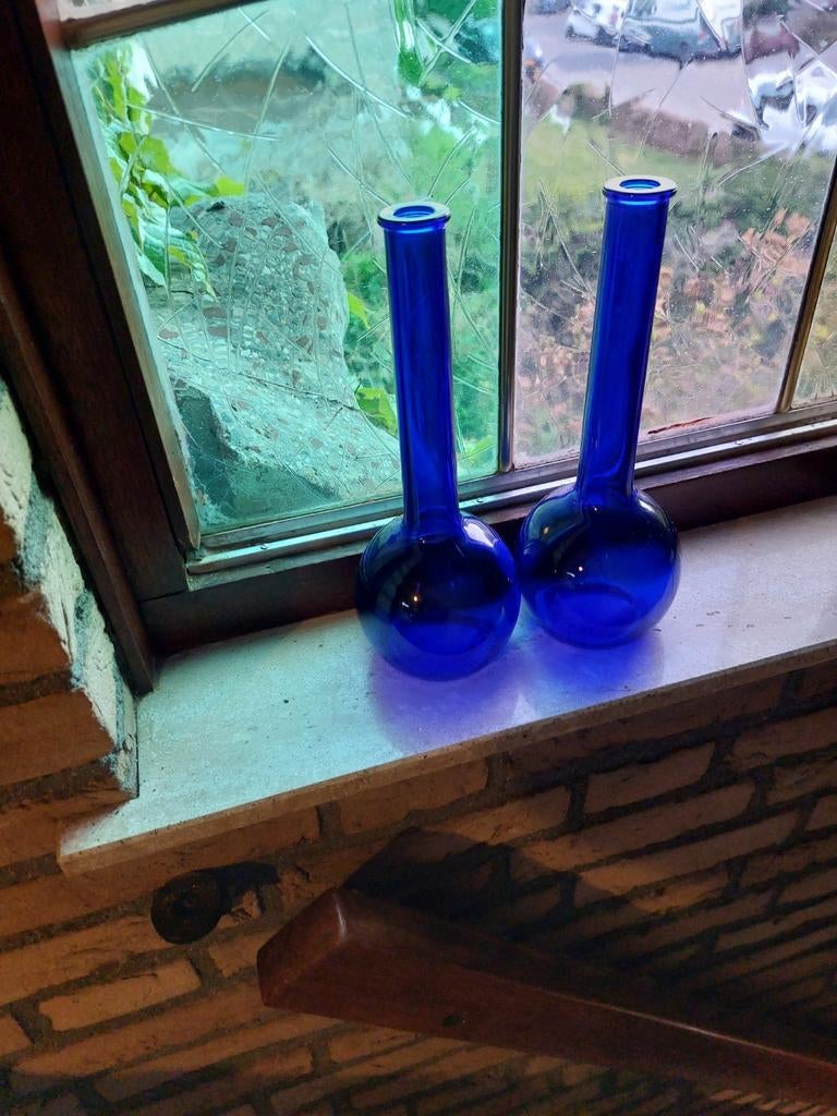Kobalt blauwe vazen, Ophalen of Verzenden, Zo goed als nieuw, Blauw, Glas