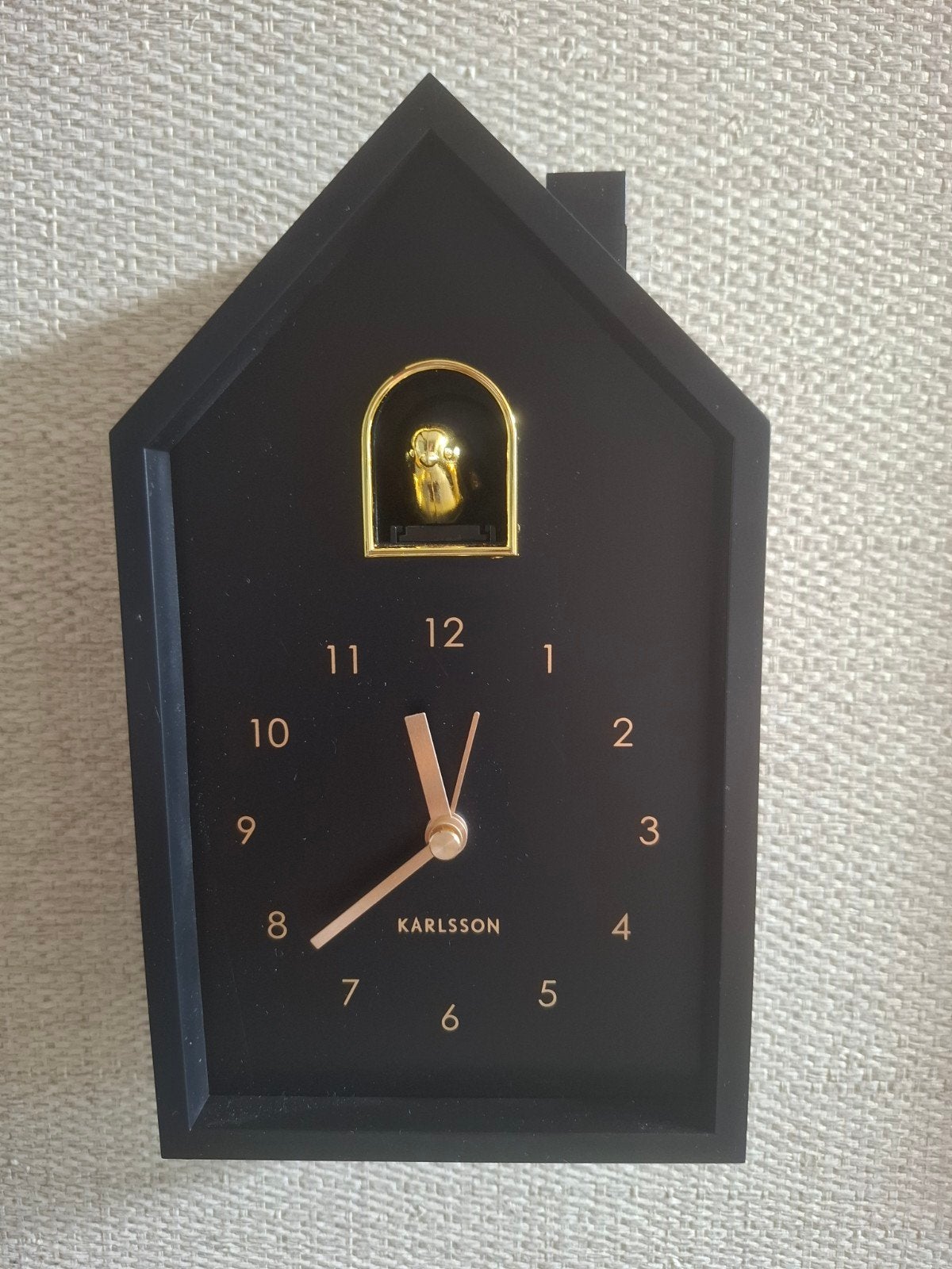 Zwarte Karlsson Wekker, klok Modern Cuckoo Oro, Ophalen of Verzenden, Zo goed als nieuw, Zwart, Kunststof