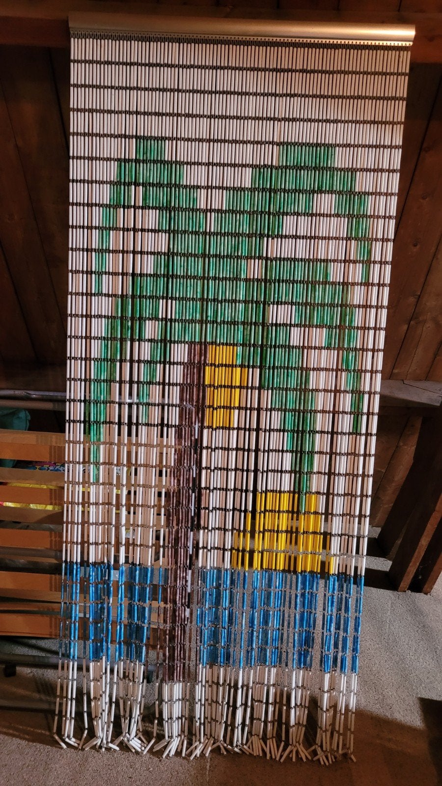 Kralengordijn met palmboom motief, Gebruikt, Meerkleurig, Ophalen of Verzenden, Vintage