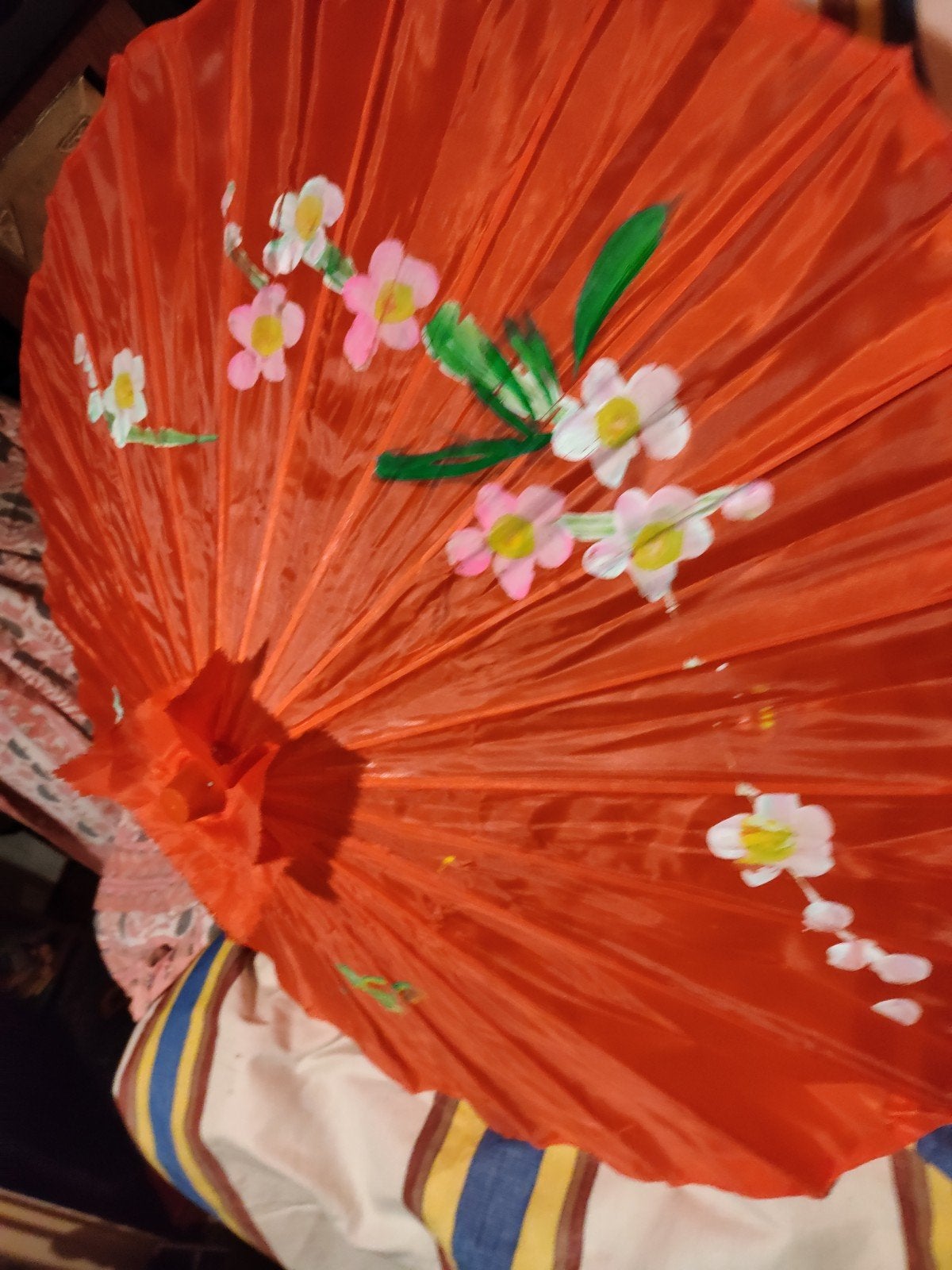 Azie, handbeschilderde bamboe parasol, Ophalen of Verzenden
