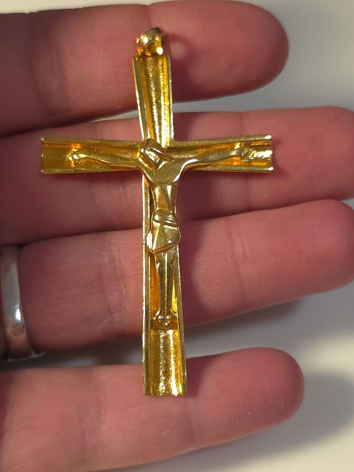 Groot verguld zilveren kruis, Sieraden, Tassen en Uiterlijk, Kettinghangers, Opal love, Zwanensingel 239, Zo goed als nieuw, Kruis of Symbool