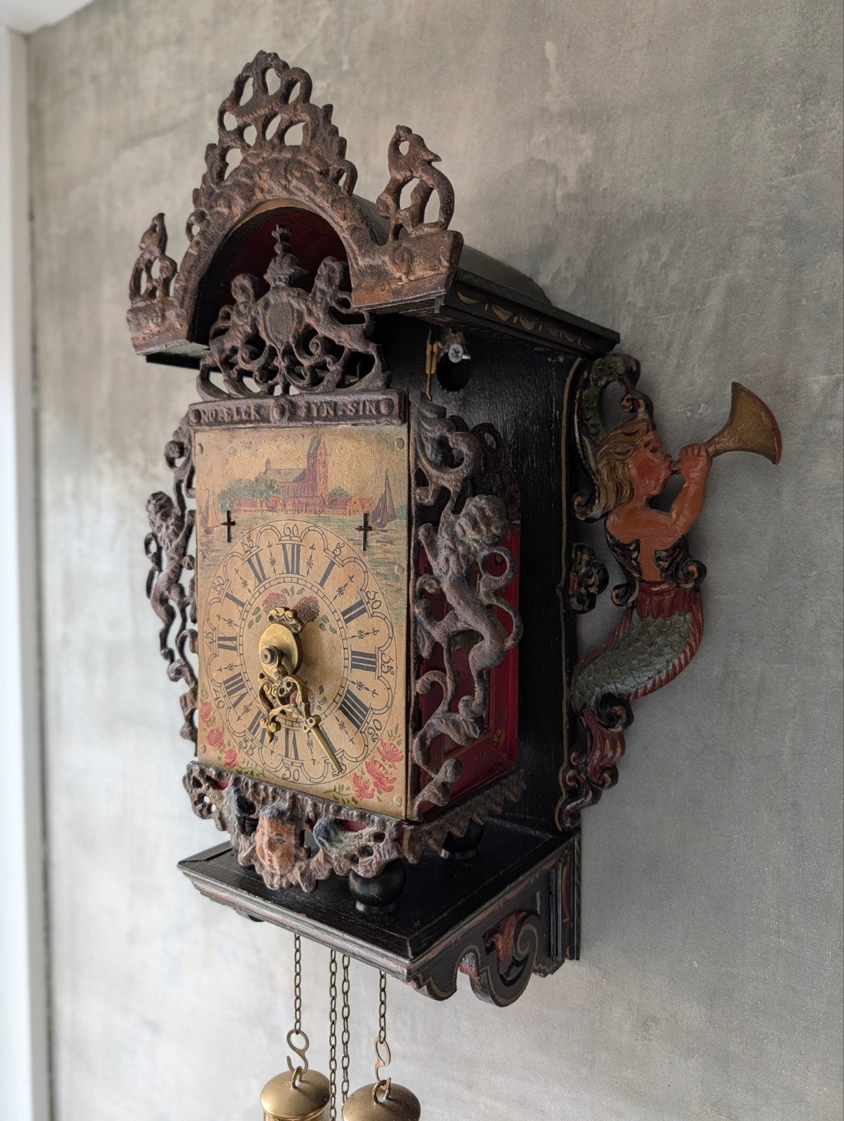 Prachtige (Friese ?) antieke stoeltjesklok, Ophalen of Verzenden