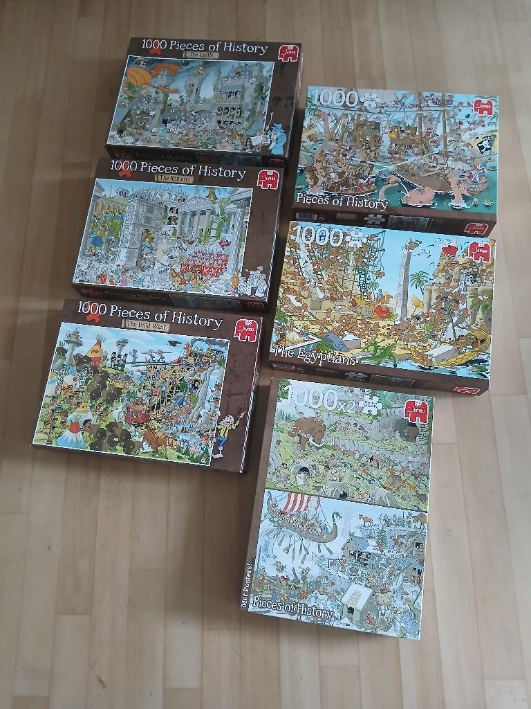 Puzzels Pieces of History reeks compleet (ALS NIEUW), Ophalen of Verzenden, 500 t/m 1500 stukjes, Zo goed als nieuw, Legpuzzel