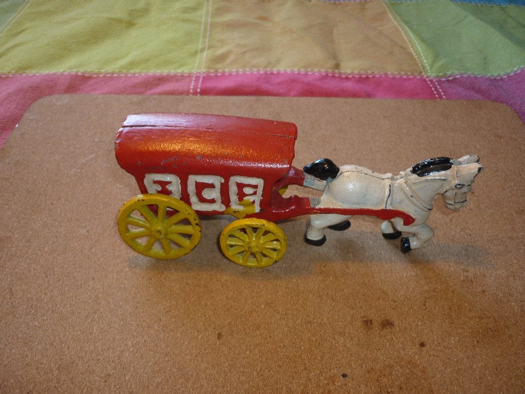 Gietijzeren paard met ice wagen erachter in goede staat, Antiek en Kunst, Ophalen of Verzenden